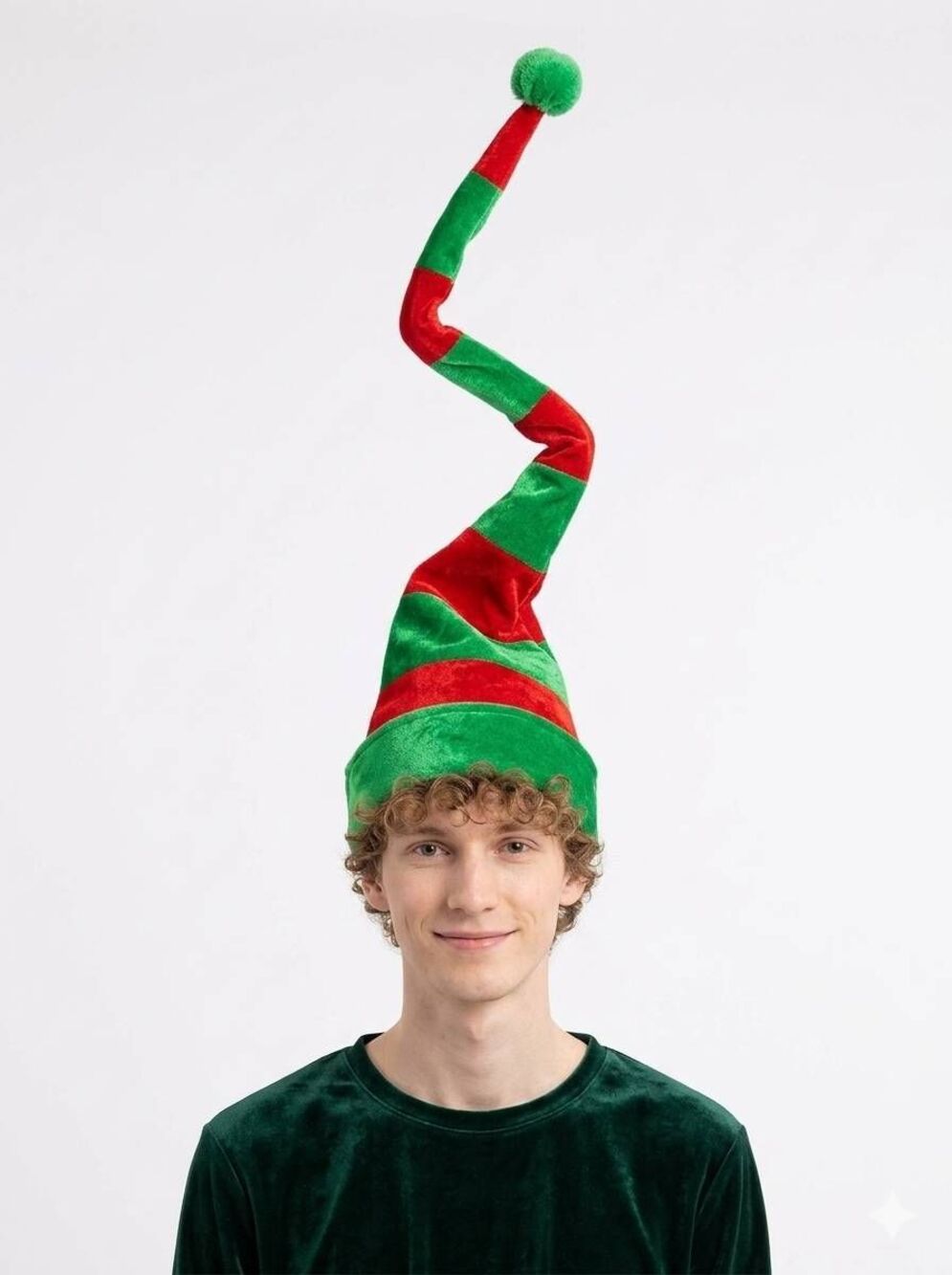 🔹️NWOT Green & Red Striped Adjustable Wire Extra Long Elf Hat One Size - Picture 7 of 8